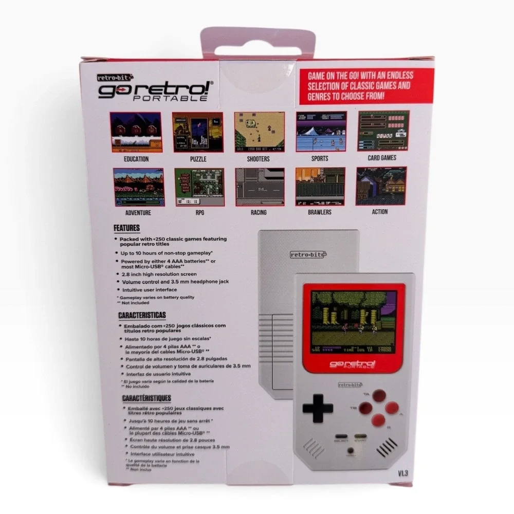 Retro-Bit GoRetro! Portable V1.3 Handheld Gaming Console with 250+ Built-in Game